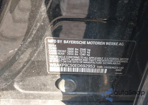 2014 BMW 550I xDrive from USA, damaged, VIN WBAKP9C50ED692953